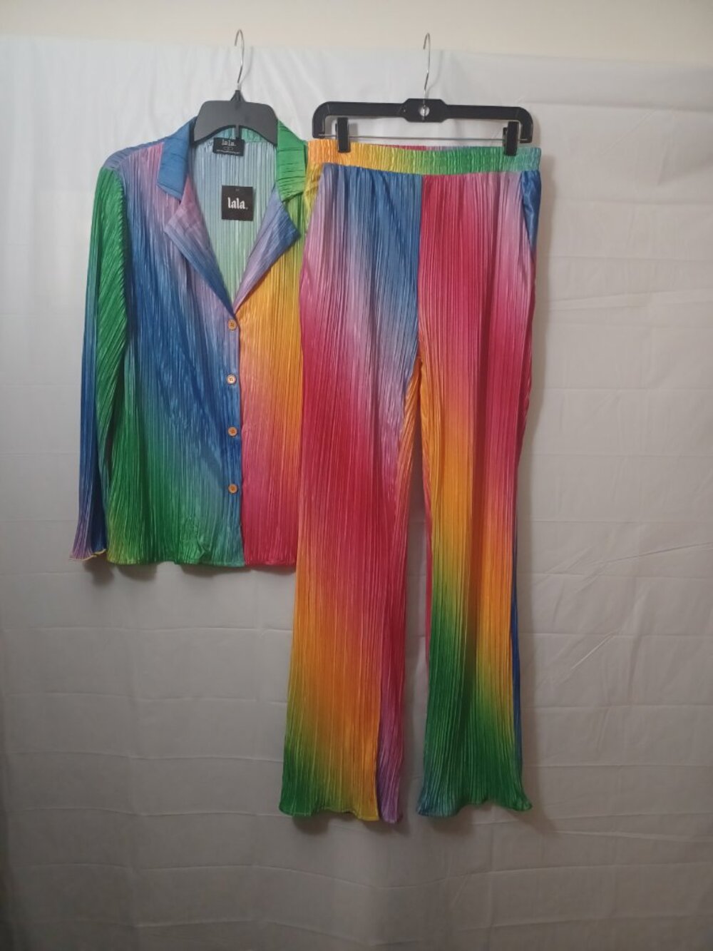 DRESSED IN LALA PLISSE' RAINBOW DAYDREAM TWO PIECE PANTS SET SIZE MEDIUM - Picture 12 of 14